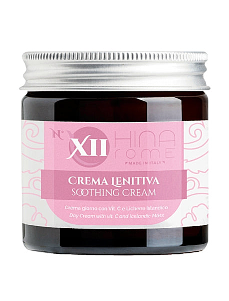 Crema lenitiva anti-rossore per pelli sensibili | HINA ROME N. XII  Crema viso naturale con Lichene Islandico e Vitamina C. Lenisce rossori, protegge e riequilibra la pelle sensibile. Made in Italy. | Prodotto a Roma | 60 ml