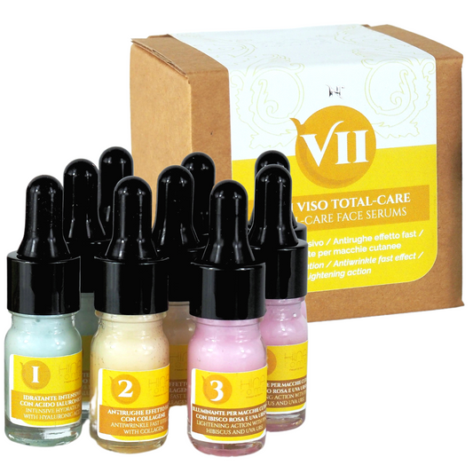 3x Siero Idratante con Acido Ialuronico | 3x Siero Antiage al Collagene Marino | 3x Siero con Ibisco Rosa | Prodotto a Roma | 45 ml