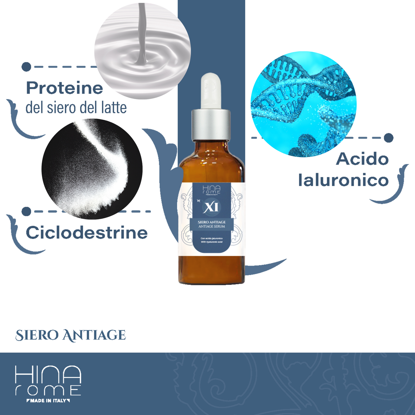 Hydrating Face Serum with Hyaluronic Acid for Men and Women - Made in Rome | 30 ml