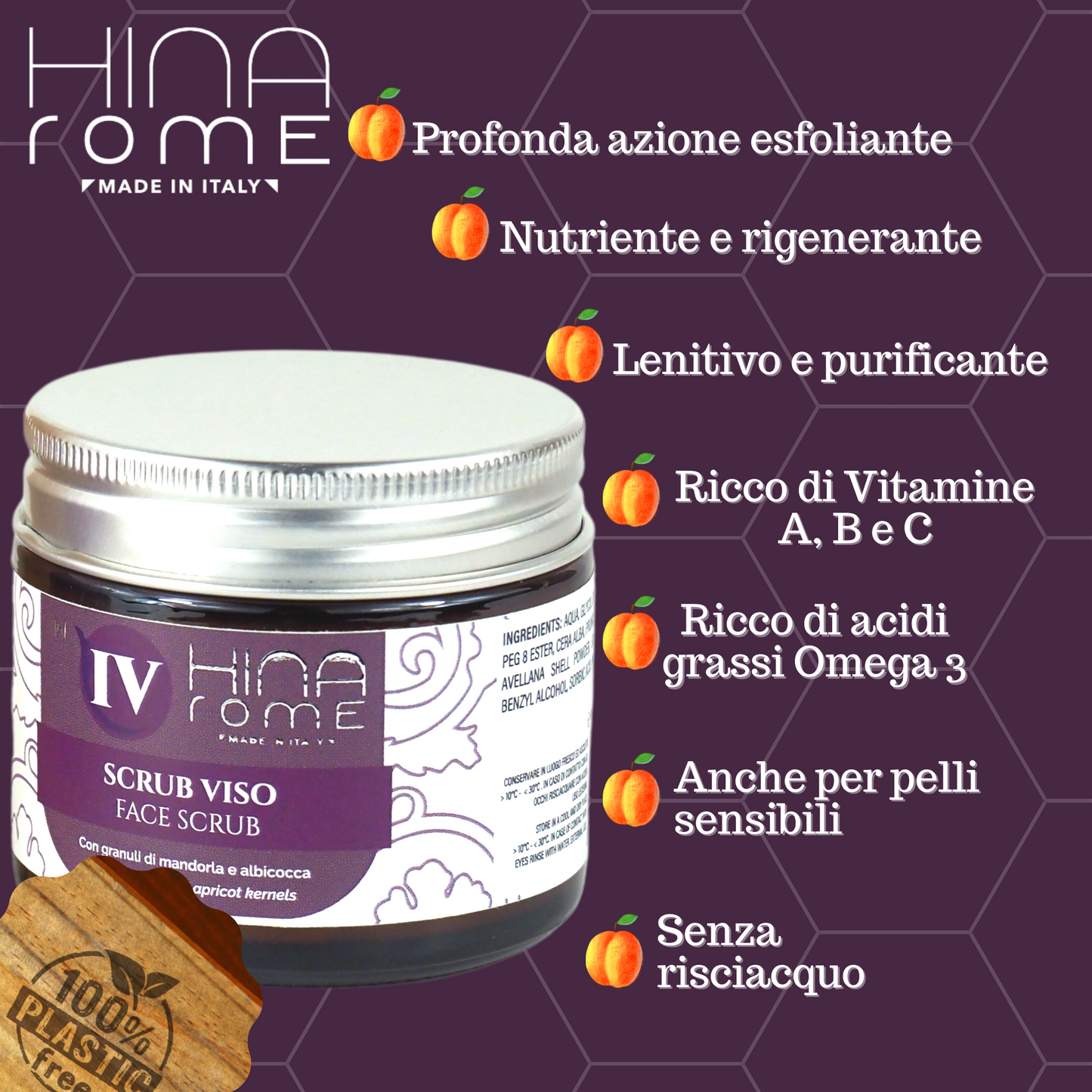 Almond and Apricot Exfoliating Facial Scrub | Made in Rome | 60 ml