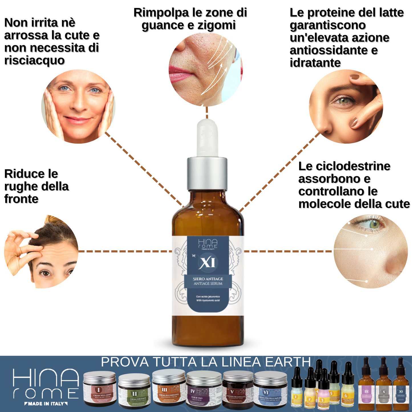 Hydrating Face Serum with Hyaluronic Acid for Men and Women - Made in Rome | 30 ml