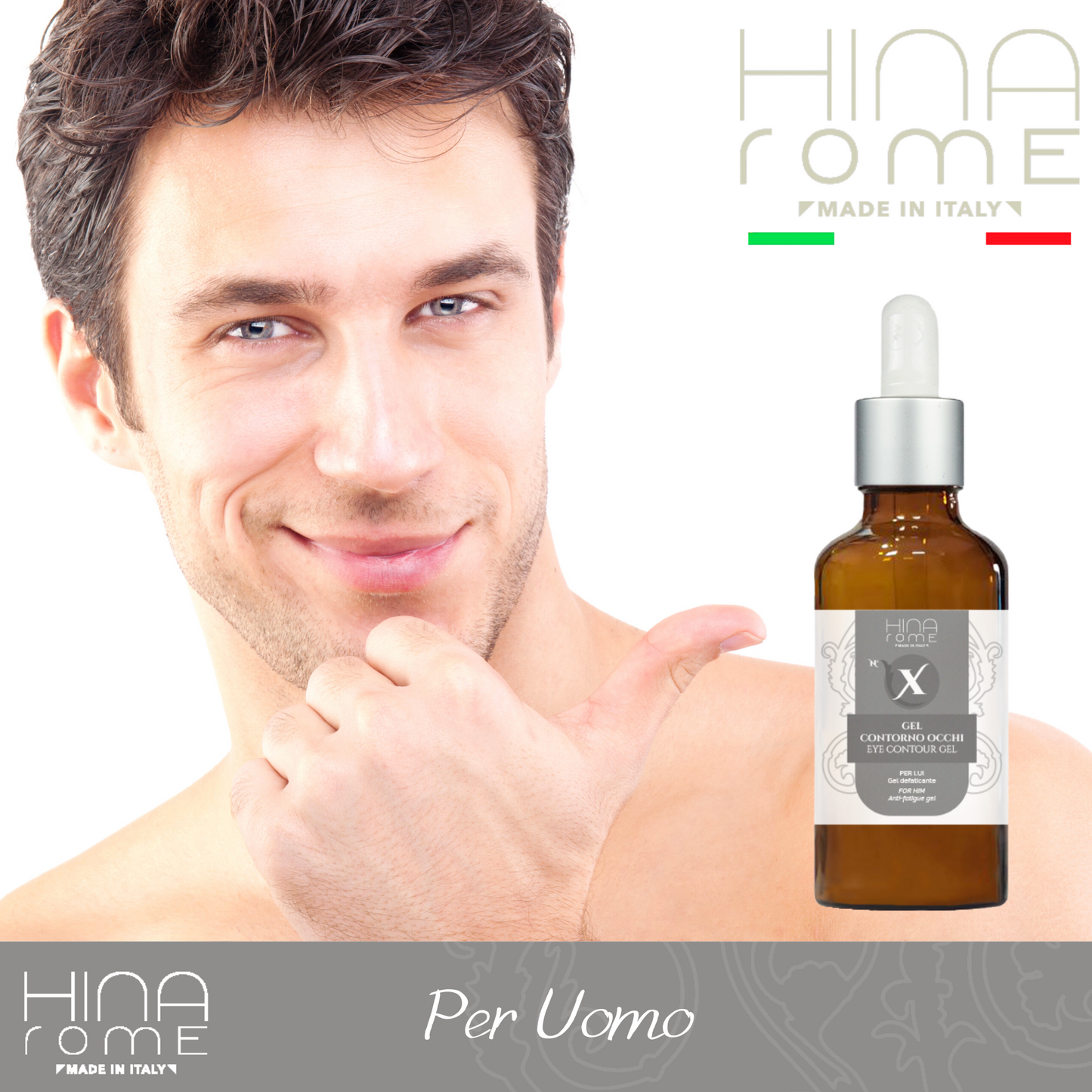 Contorno Occhi Antirughe con Acido Ialuronico e Camomilla - Per Uomo - Prodotto a Roma | 30 ml