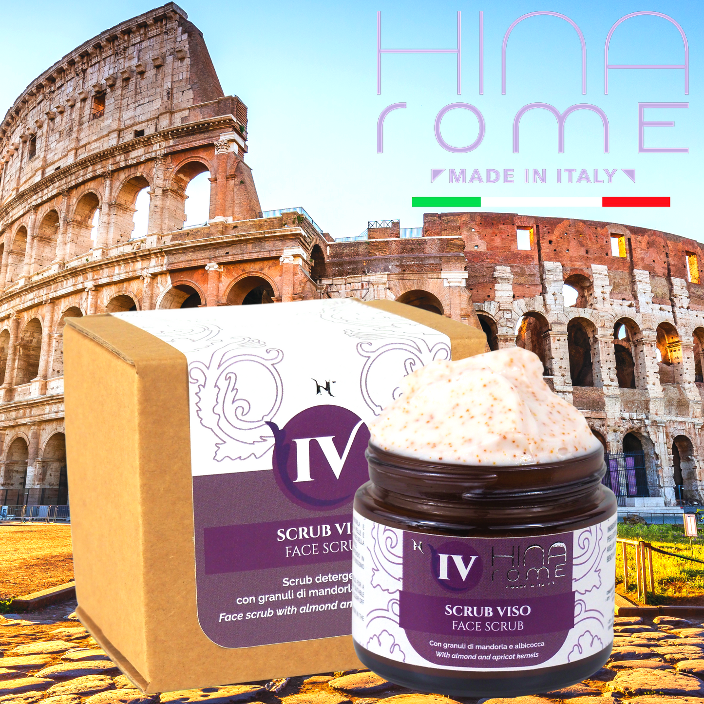 Almond and Apricot Exfoliating Facial Scrub | Made in Rome | 60 ml