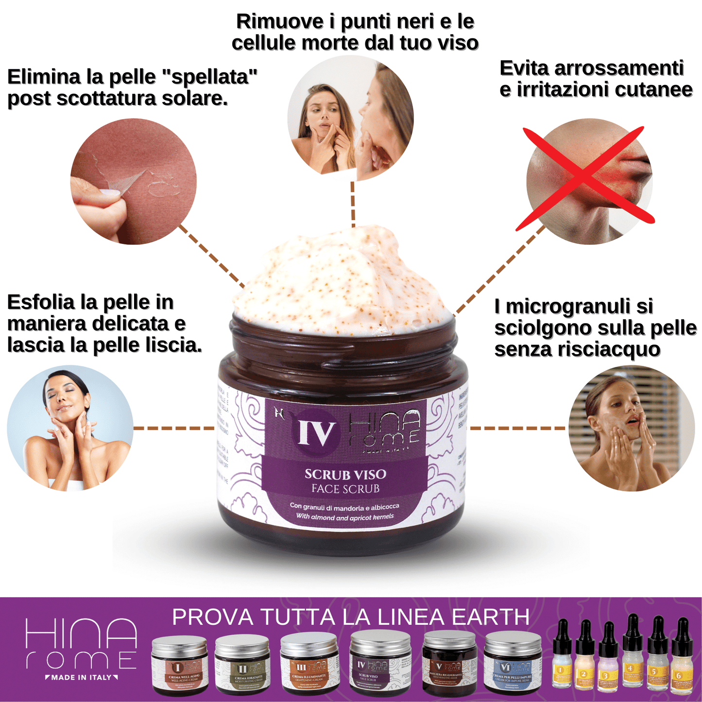 Almond and Apricot Exfoliating Facial Scrub | Made in Rome | 60 ml