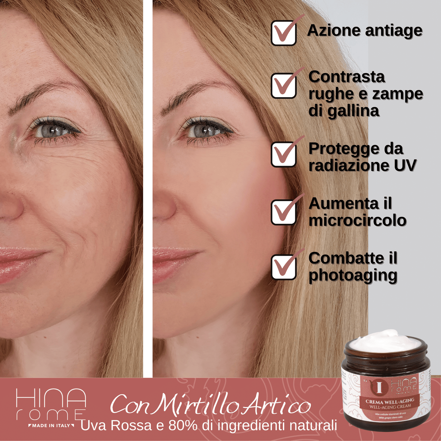 Crema Viso Antirughe con Cellule Staminali di Uva Rossa | Prodotto a Roma | 60 ml